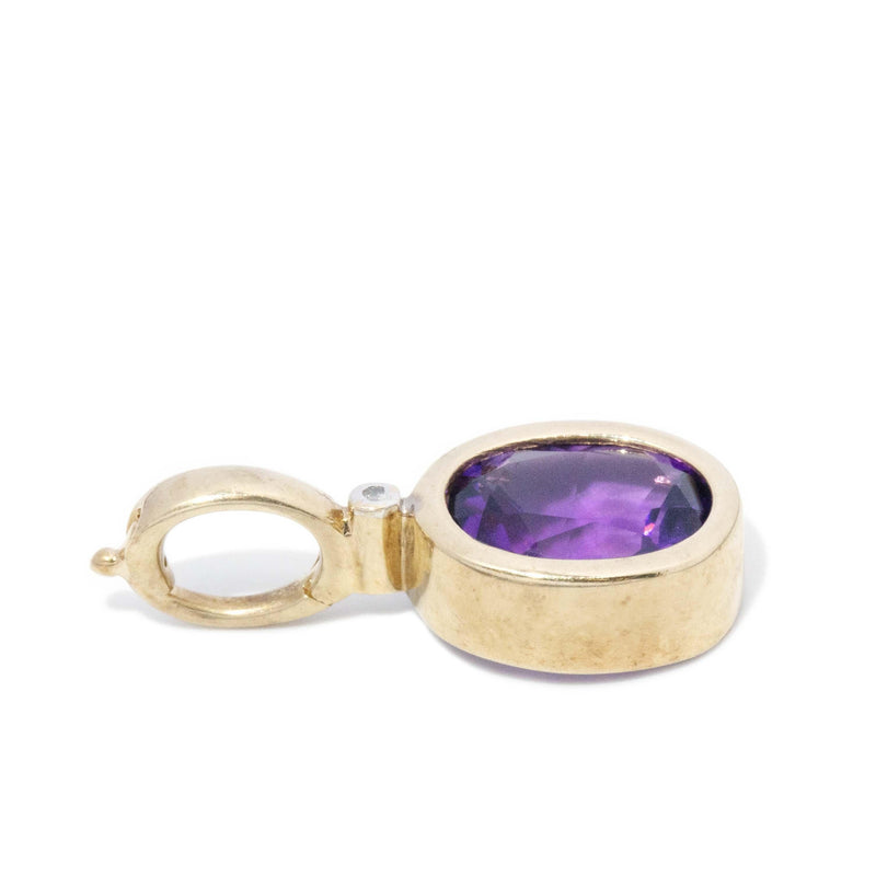 Vintage Circa 1980s Oval Amethyst Enhancer Pendant 9 Carat Gold