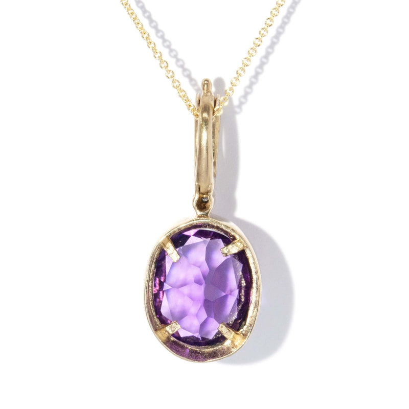 Vintage Circa 1980s Oval Amethyst Enhancer Pendant 9 Carat Gold