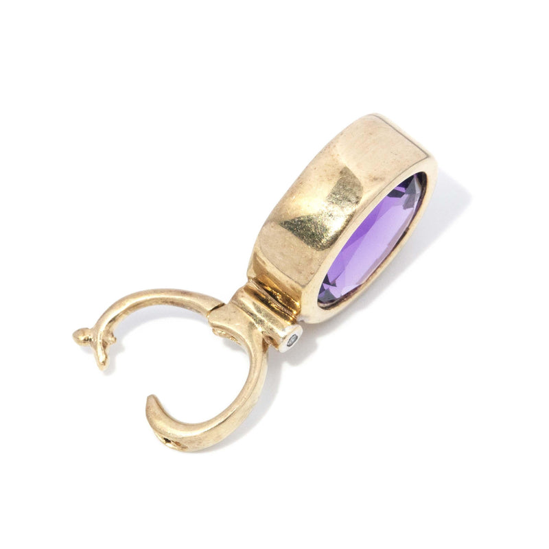 Vintage Circa 1980s Oval Amethyst Enhancer Pendant 9 Carat Gold
