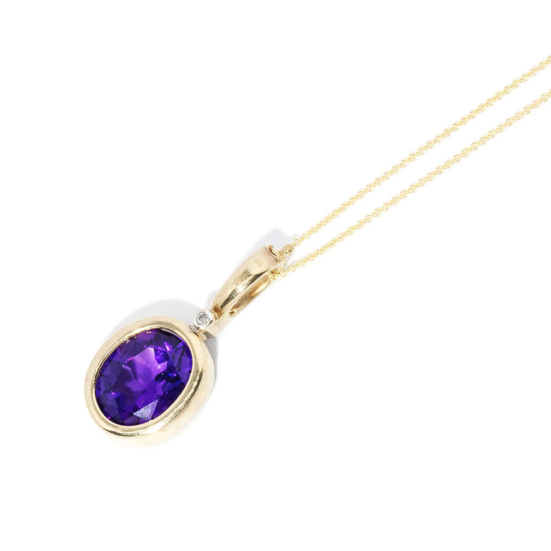 Vintage Circa 1980s Oval Amethyst Enhancer Pendant 9 Carat Gold