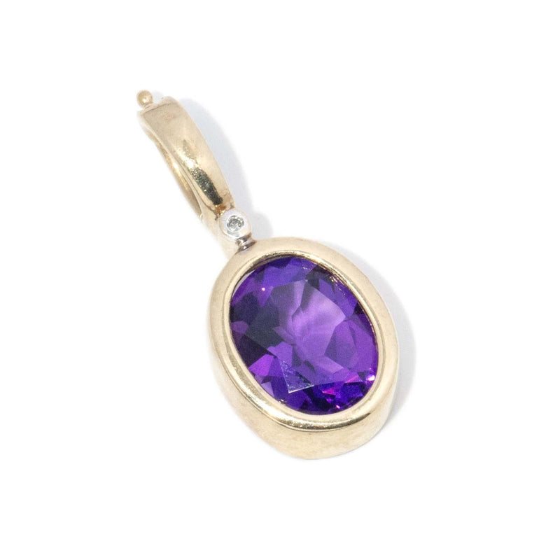 Vintage Circa 1980s Oval Amethyst Enhancer Pendant 9 Carat Gold