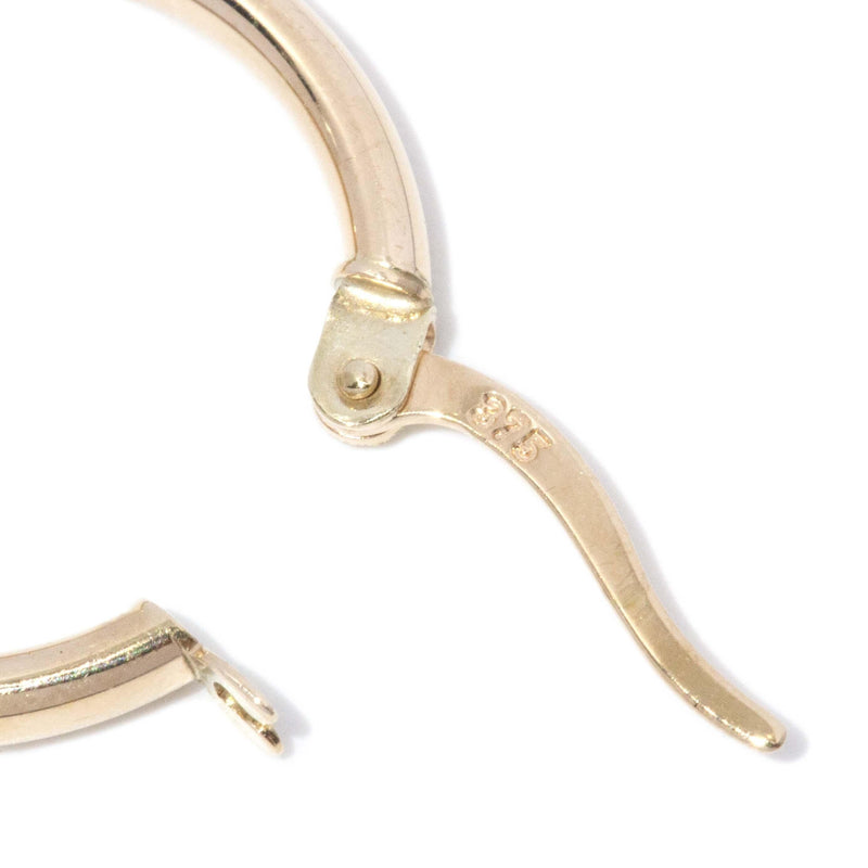 Vintage Circa 1990s Three Quarter Hoop Earrings 9 Carat Gold
