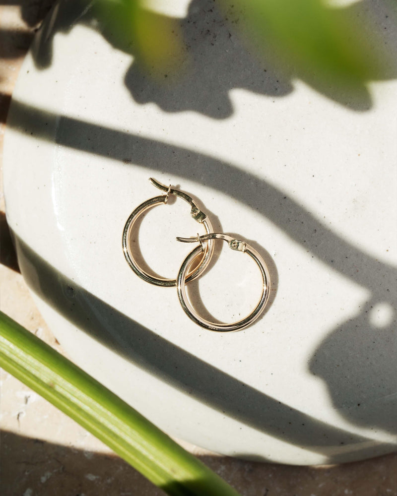 Vintage Circa 1990s Three Quarter Hoop Earrings 9 Carat Gold