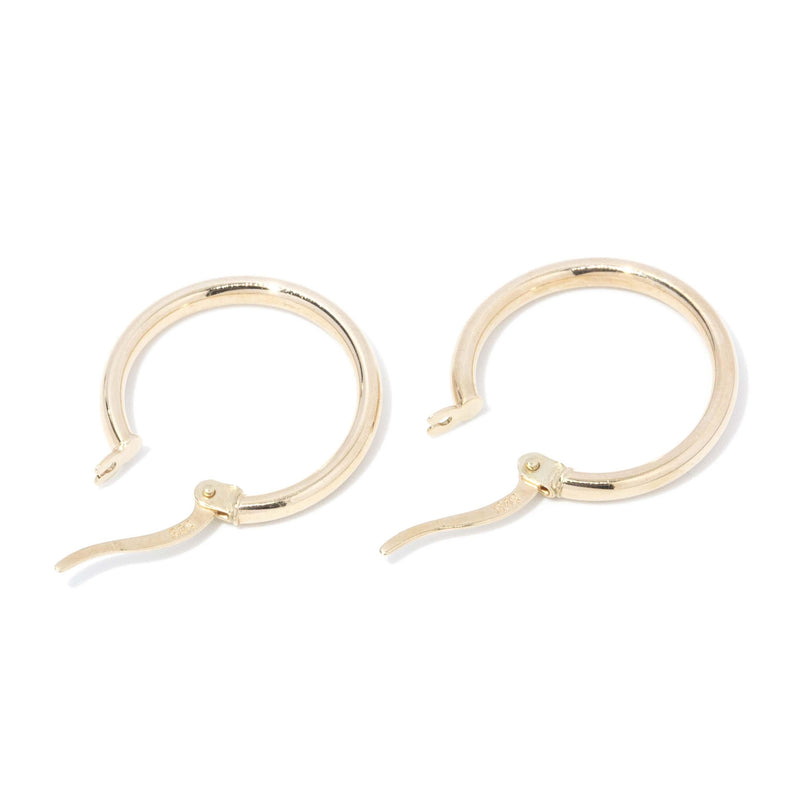 Vintage Circa 1990s Three Quarter Hoop Earrings 9 Carat Gold