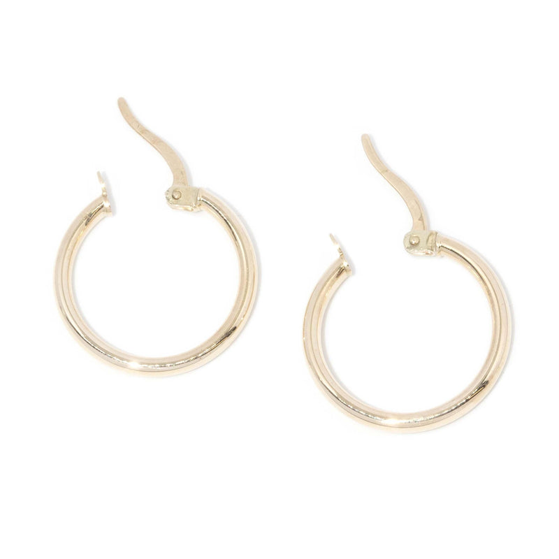Vintage Circa 1990s Three Quarter Hoop Earrings 9 Carat Gold