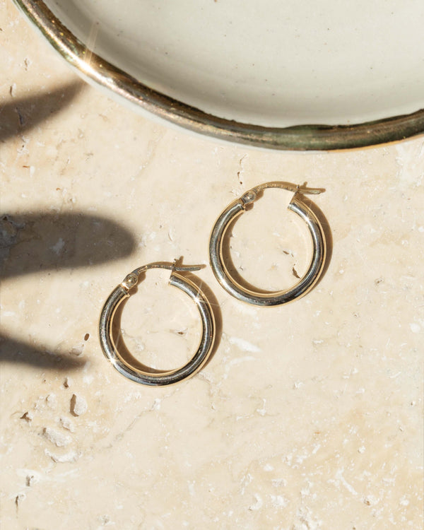 Vintage Circa 1990s Three Quarter Hoop Earrings 9 Carat Gold