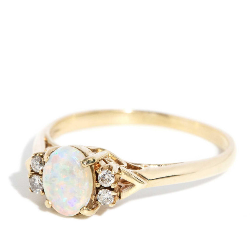 Macy 1980s Opal & Diamond Ring 9ct Gold