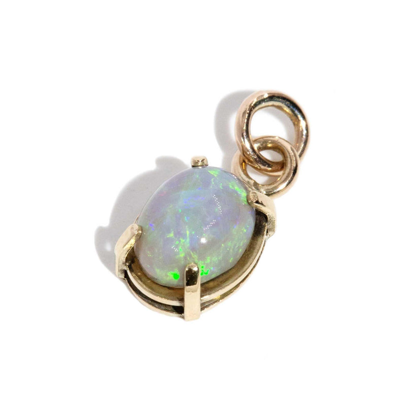Vintage Circa 1980s Australian Opal Pendant 9 Carat Yellow Gold