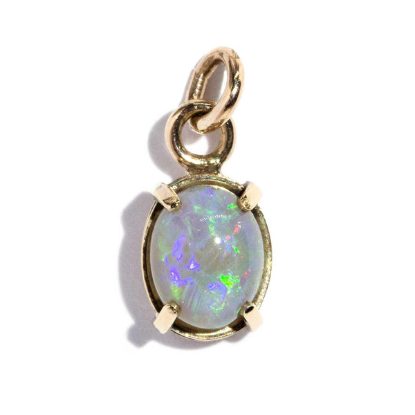 Vintage Circa 1980s Australian Opal Pendant 9 Carat Yellow Gold