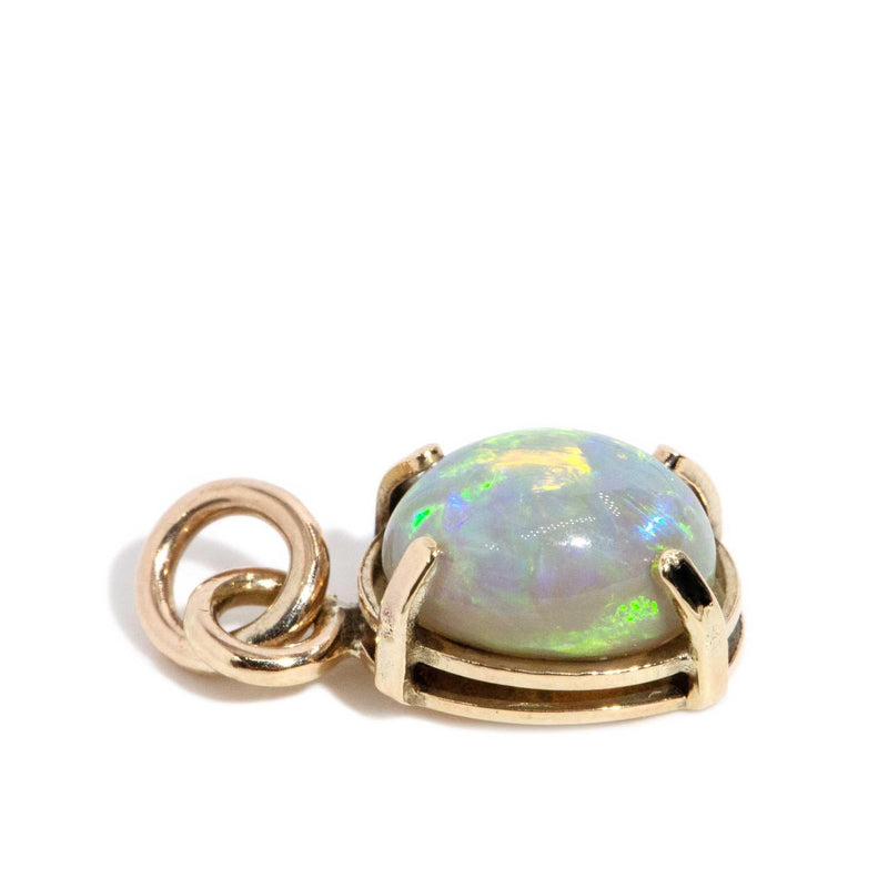 Vintage Circa 1980s Australian Opal Pendant 9 Carat Yellow Gold