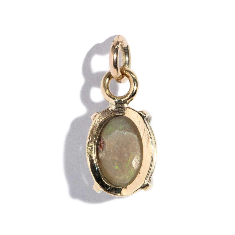 Vintage Circa 1980s Australian Opal Pendant 9 Carat Yellow Gold