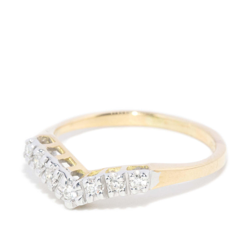 Vintage Circa 1970s Diamond Chevron Ring 18 Carat Yellow Gold