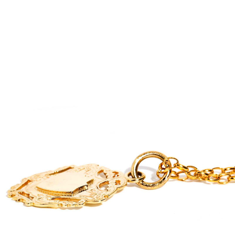 Maddison 1960s Shield Pendant & Chain 9ct Gold Pendants/Necklaces Imperial Jewellery 