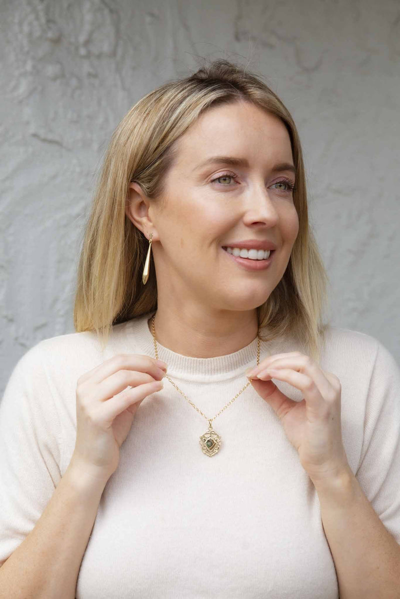 Maddison 1960s Shield Pendant & Chain 9ct Gold Pendants/Necklaces Imperial Jewellery 