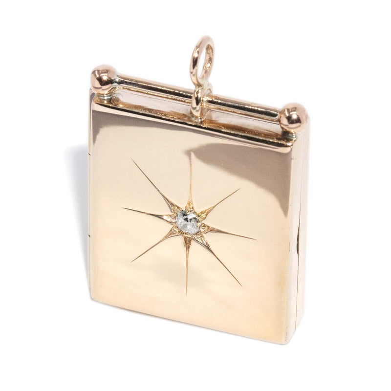 Vintage Circa 1930s Diamond Book Locket 15 & 9 Carat Rose Gold