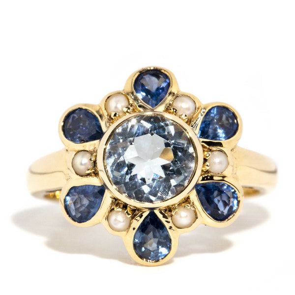 Mae Sapphire Topaz & Seed Pearl Ring 9ct Gold* DRAFT Rings Imperial Jewellery Imperial Jewellery - Hamilton 