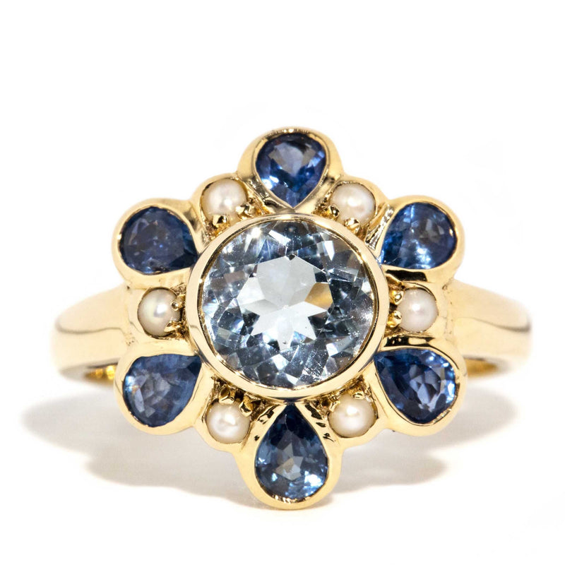 Mae Sapphire Topaz & Seed Pearl Ring 9ct Gold* DRAFT Rings Imperial Jewellery Imperial Jewellery - Hamilton 