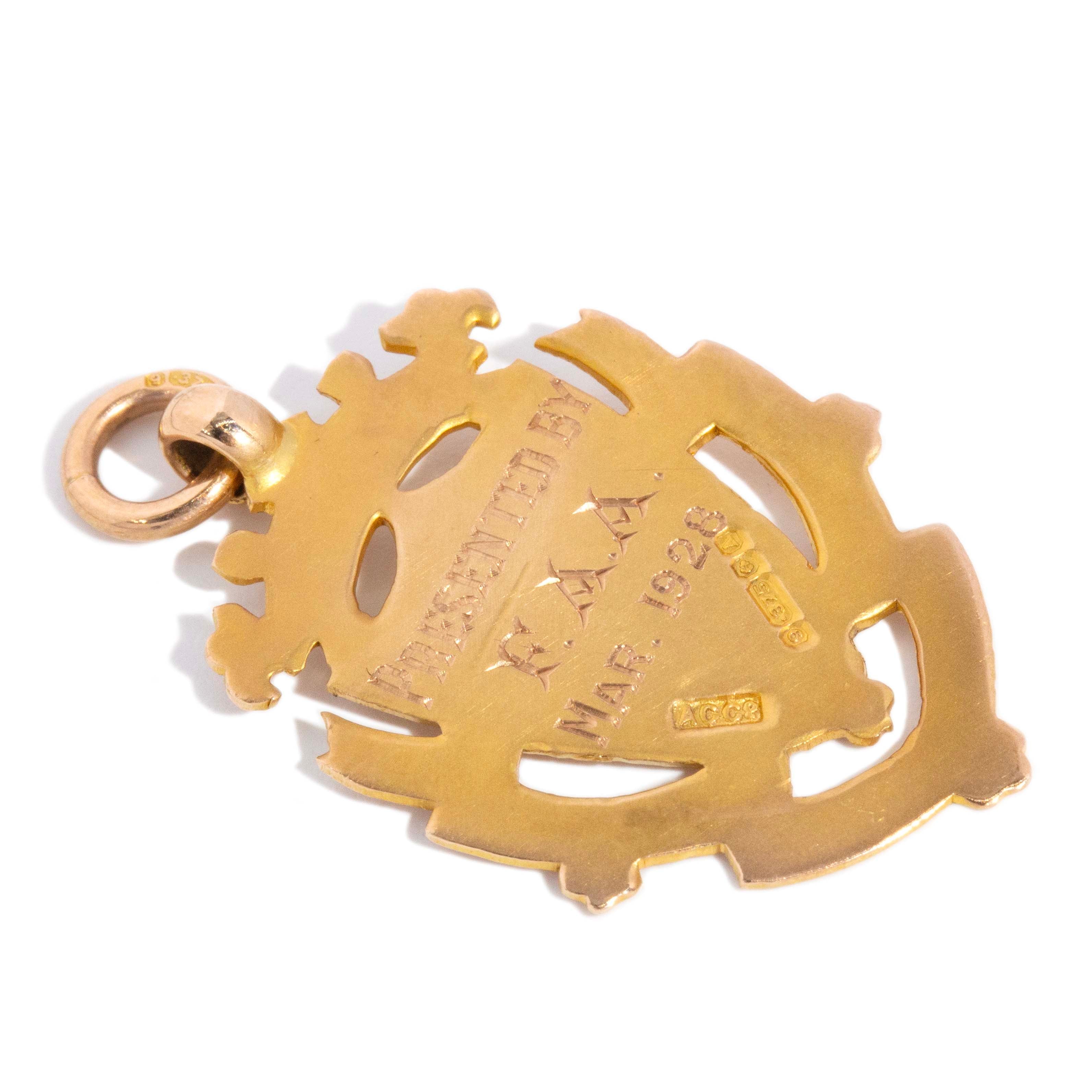Maelle 1928 Award Pendant 9ct Gold Pendants/Necklaces Imperial Jewellery 