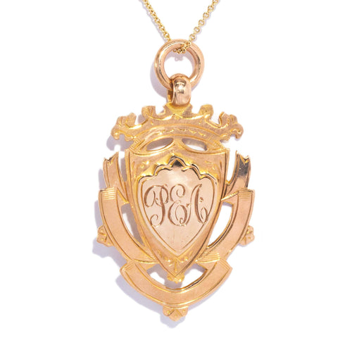 Maelle Antique Medallion Shield Pendant 9K Yellow Gold