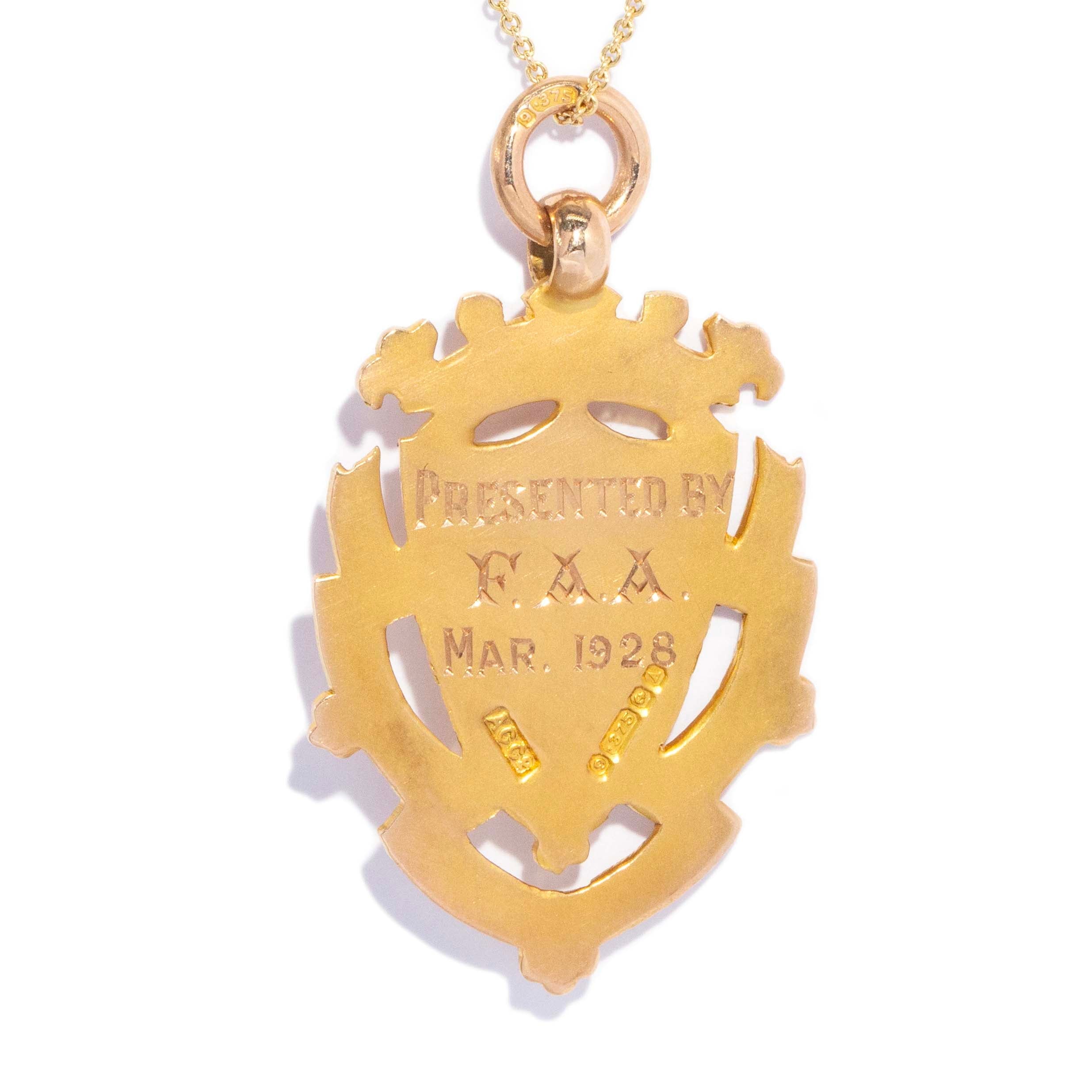 Maelle 1928 Award Pendant 9ct Gold Pendants/Necklaces Imperial Jewellery 