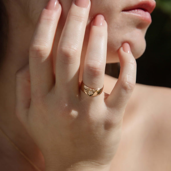 Antique Edwardian Hallmarked Diamond Heart Shaped Ring 9 Carat Rose Gold