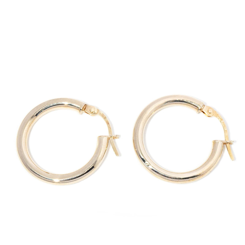 Vintage Circa 1990s Three Quarter Hoop Earrings 9 Carat Gold