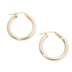 Vintage Circa 1990s Three Quarter Hoop Earrings 9 Carat Gold