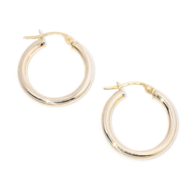 Vintage Circa 1990s Three Quarter Hoop Earrings 9 Carat Gold