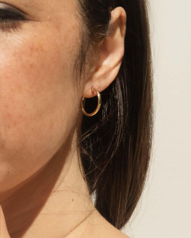 Vintage Circa 1990s Three Quarter Hoop Earrings 9 Carat Gold