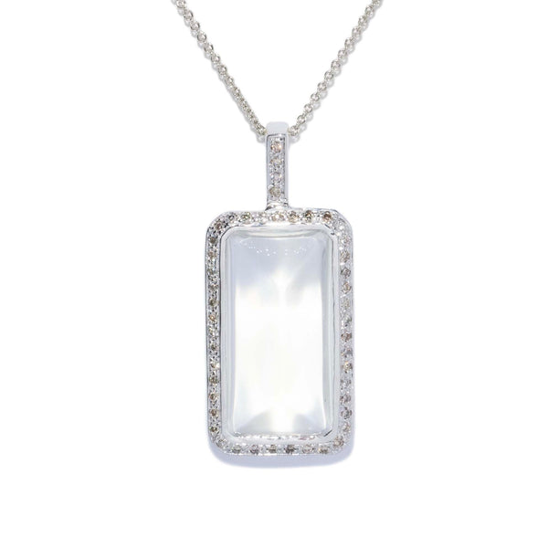 Mai 1960s Moonstone Diamond Pendant 18ct White Gold Pendants/Necklaces Imperial Jewellery 