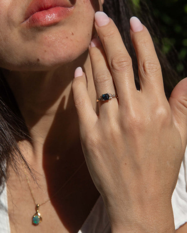 Maisie Sapphire & Diamond Ring 18K Yellow Gold & Platinum Rings Imperial Jewellery 