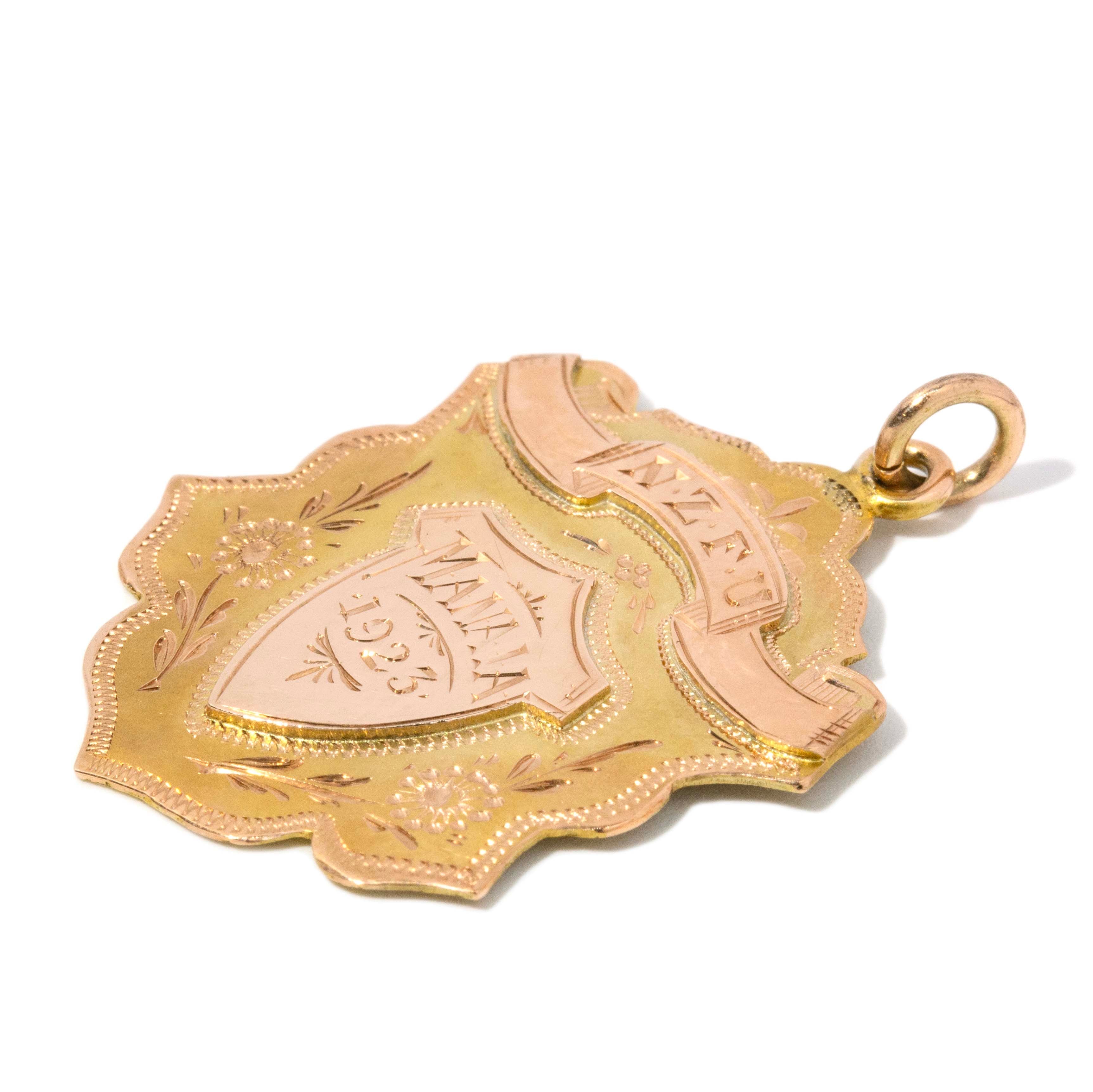 Manaia 1923 Award Pendant 9ct Two Tone Gold Pendants/Necklaces Imperial Jewellery 