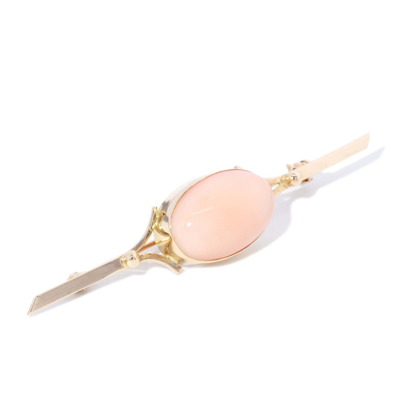 Vintage Circa 1960s Coral Brooch 18 Carat Yellow Gold