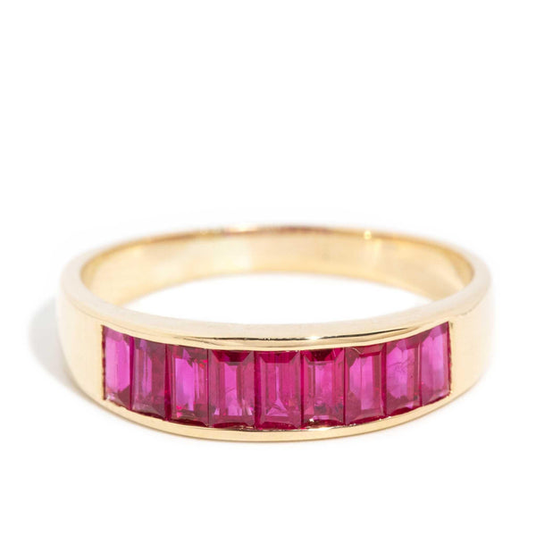 Marcia 1990s 1.00 Carat Red Ruby Band 18ct Gold