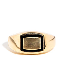 Marcus 1970s Onyx Inlay Vintage Signet Ring 9ct Gold Rings Imperial Jewellery Imperial Jewellery - Hamilton 