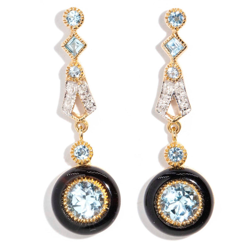 Margot Onyx Topaz & Diamond Drop Earrings 9ct Gold* DRAFT OB Earrings Imperial Jewellery 