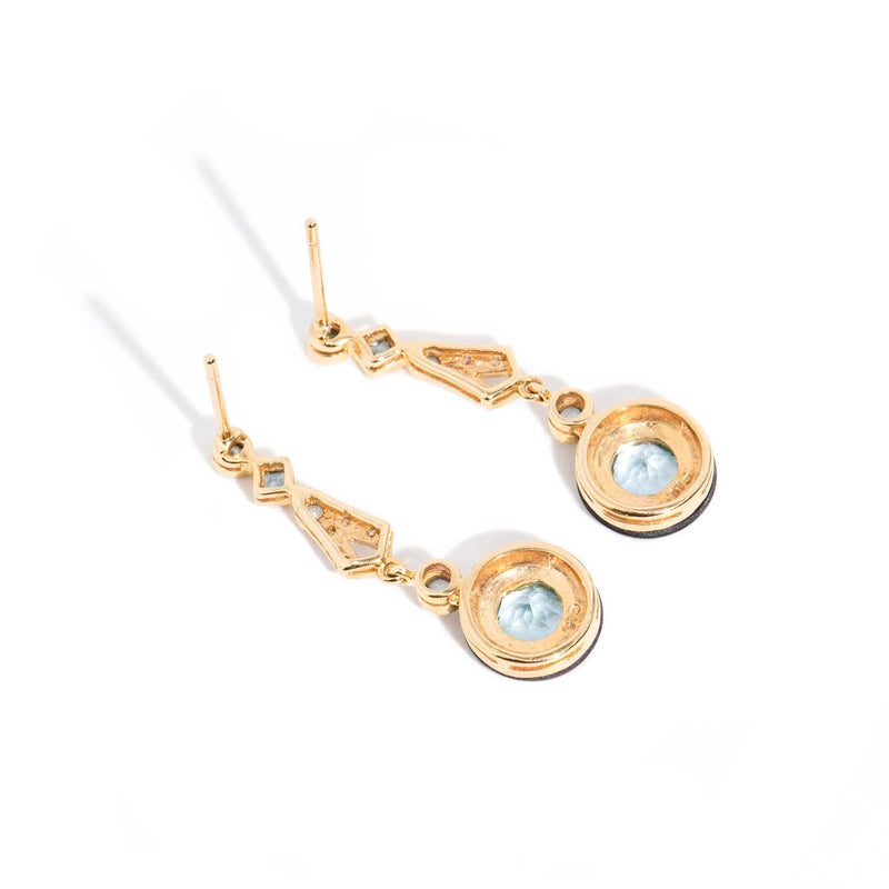 Margot Onyx Topaz & Diamond Drop Earrings 9ct Gold* DRAFT OB Rings Imperial Jewellery 