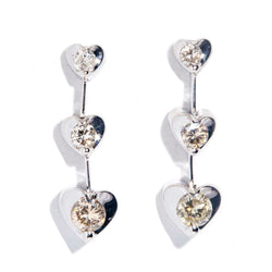 Marianna 1990s Diamond Heart Drop Earrings 18ct Gold* GTG Earrings Imperial Jewellery Imperial Jewellery - Hamilton 