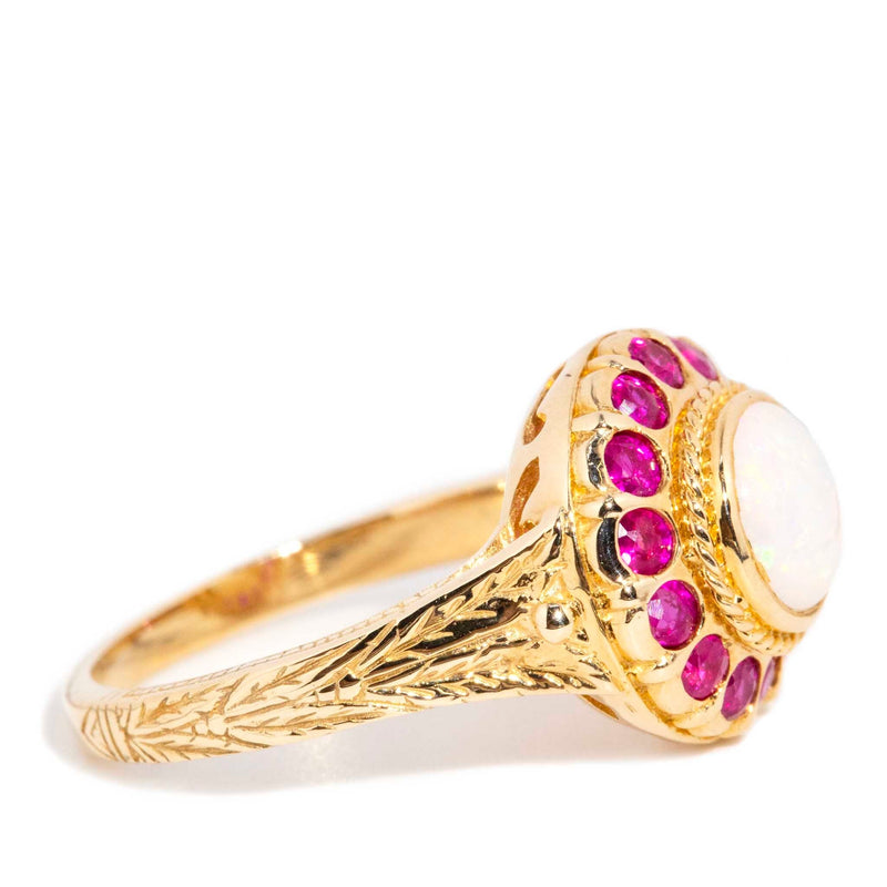 Marianne Australian Opal & Ruby Cluster Ring 9 Carat Gold* DRAFT Rings Imperial Jewellery 