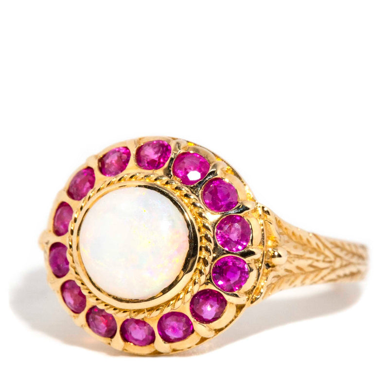 Marianne Australian Opal & Ruby Cluster Ring 9 Carat Gold* DRAFT Rings Imperial Jewellery 