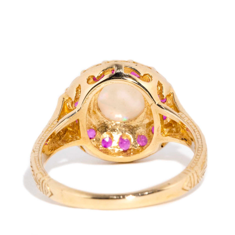 Marianne Australian Opal & Ruby Cluster Ring 9 Carat Gold* DRAFT Rings Imperial Jewellery 