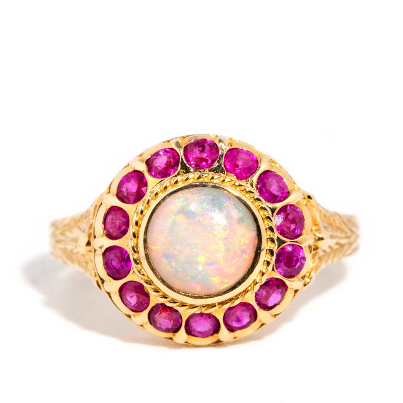 Marianne Australian Opal & Ruby Cluster Ring 9 Carat Gold* DRAFT Rings Imperial Jewellery Imperial Jewellery - Hamilton 