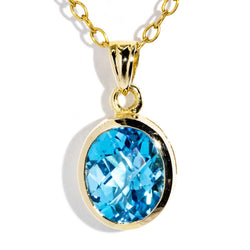Marigold 1980s Blue Topaz 14ct Pendant & 9ct Chain Pendants/Necklaces Imperial Jewellery Imperial Jewellery - Hamilton 