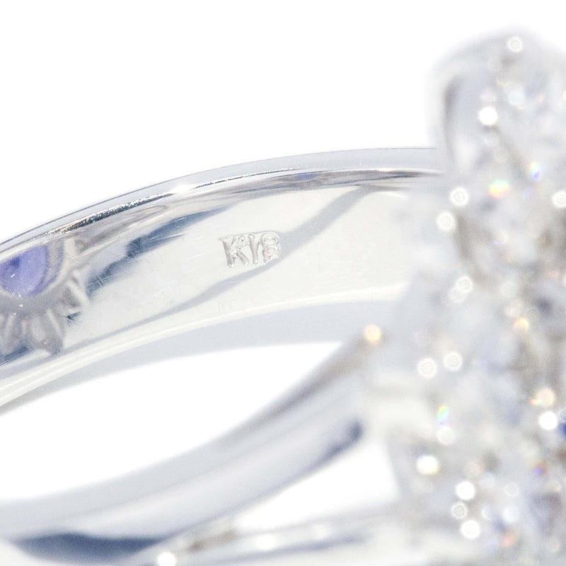 Vintage 5.80 Carat Tanzanite Diamond Halo Ring 18 Carat White Gold