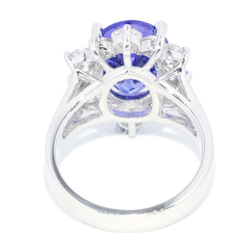Vintage 5.80 Carat Tanzanite Diamond Halo Ring 18 Carat White Gold