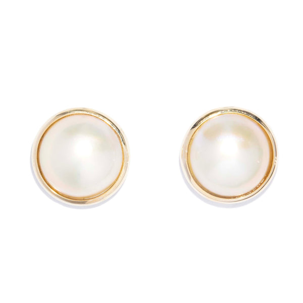 Marlowe Vintage Mabe Pearl Stud Earrings 9ct Gold Earrings Imperial Jewellery 