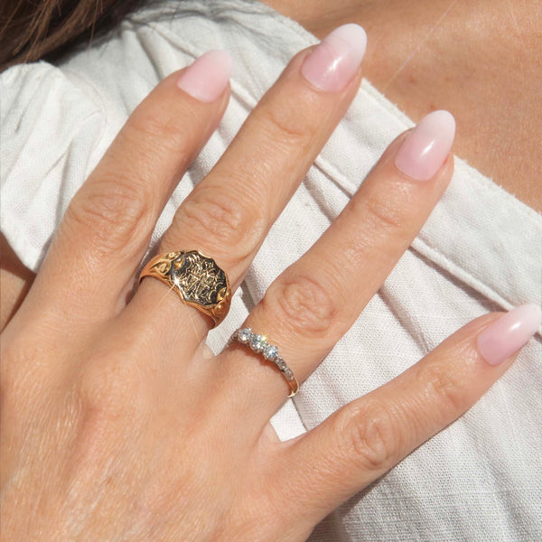 Martha Vintage Circa 1970s Brilliant Diamond Three Stone Ring 18ct Two Tone Gold Rings Imperial Jewellery 