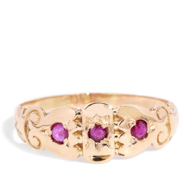 Mary 1902 Ruby Trilogy Ring 15ct Gold