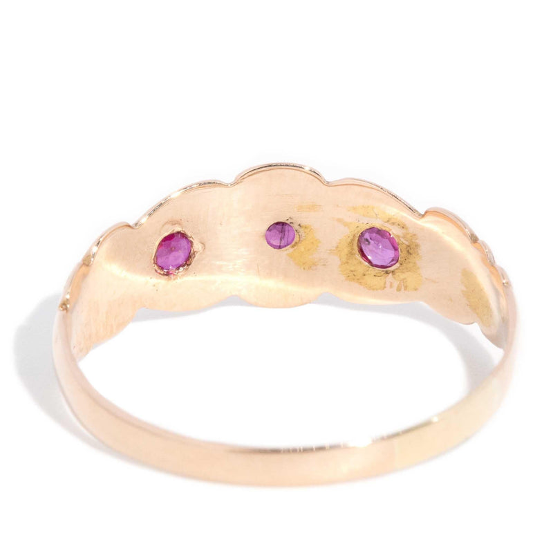 Mary 1902 Ruby Trilogy Ring 15ct Gold