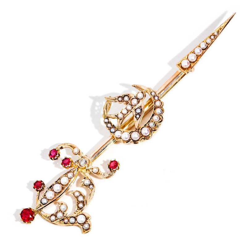 Mary Antique Edwardian Seed Pearl & Garnet Brooch Brooches Imperial Jewellery Imperial Jewellery - Hamilton 